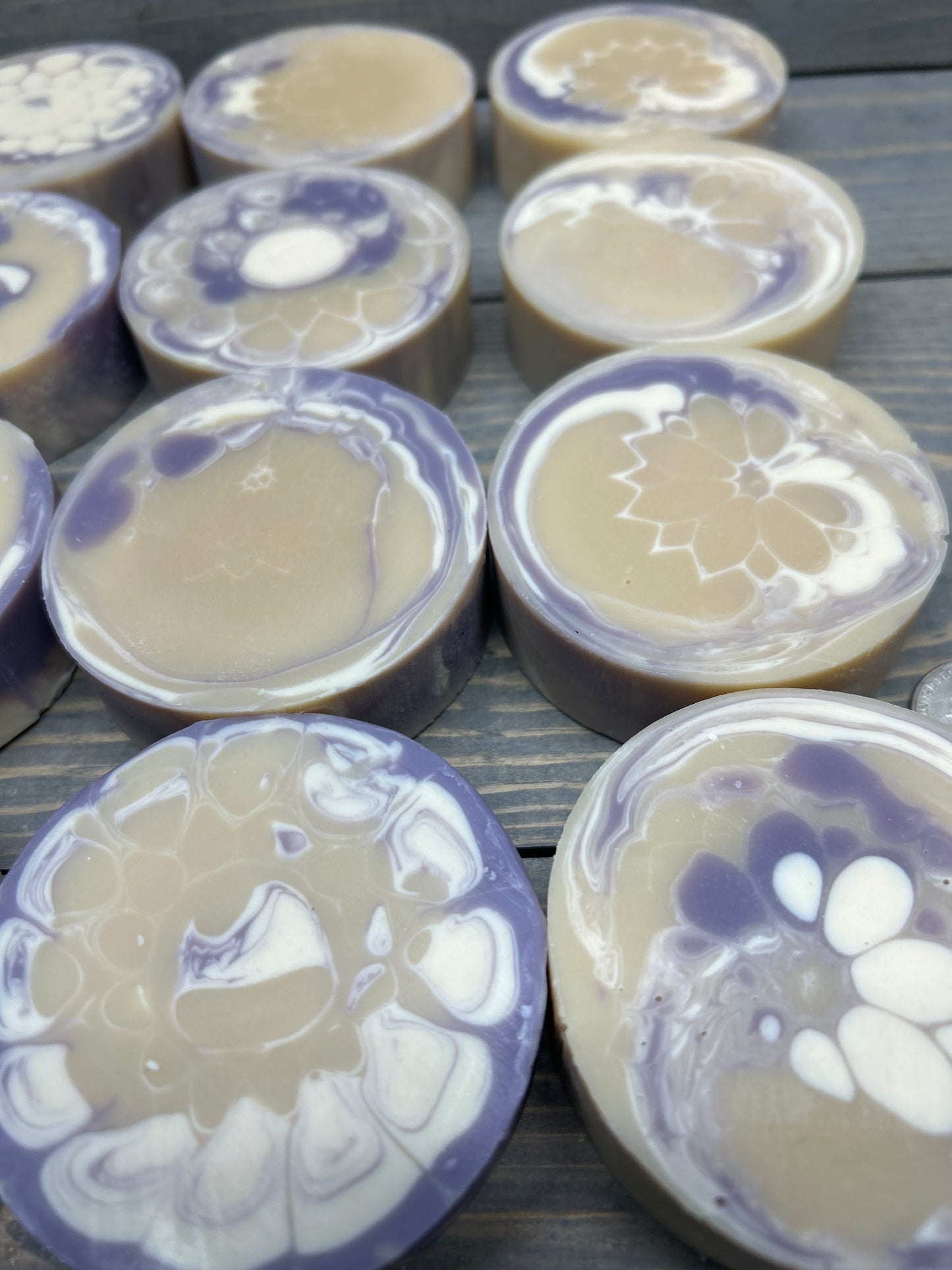 Lavender Essential Oil Goat Milk Soap | Handmade & Soothing; Round 3.5 oz., Creamy Soap, Bubbly Soap, handcrafted soap