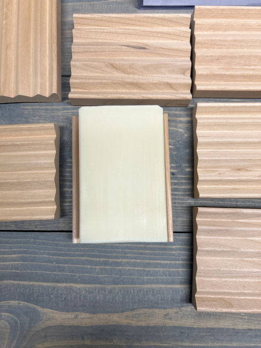 4" Alder Wood Soap Dish – Natural Battlement Design