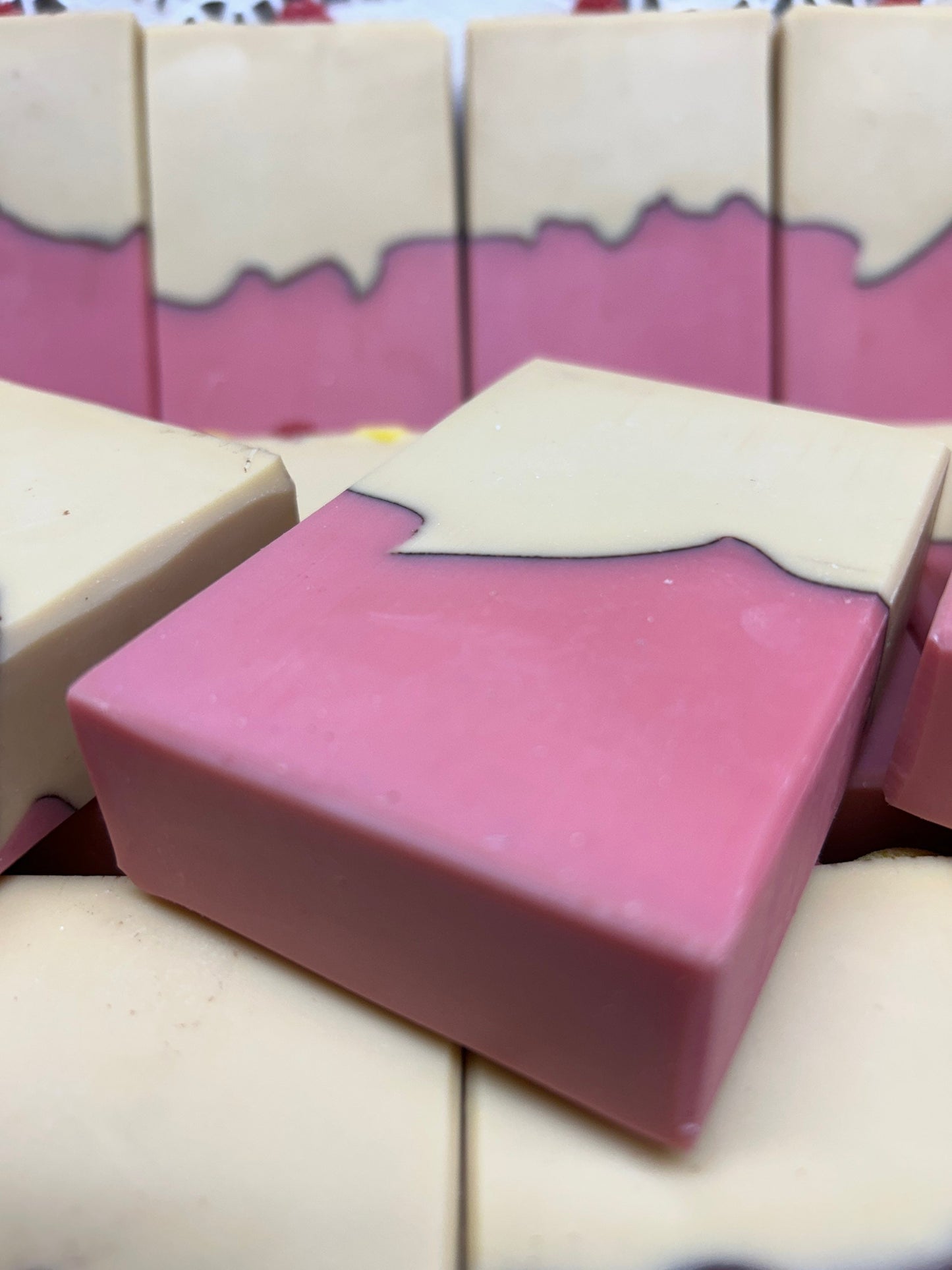 Banana Raspberry Soap, Cleansing, moisturizing, fruity scent, loads of white creamy bubbles! Great gift!