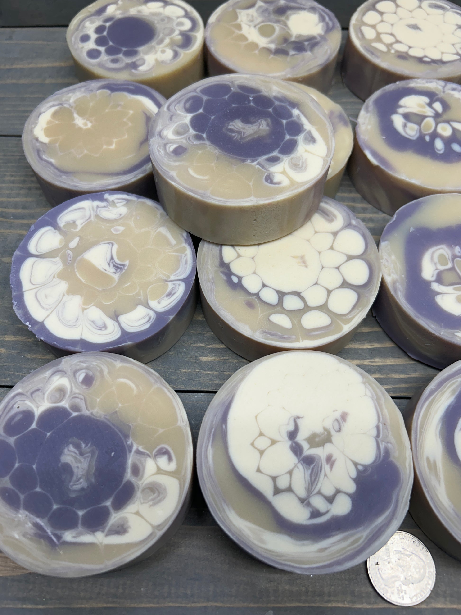 Lavender Essential Oil Goat Milk Soap | Handmade & Soothing; Round 3.5 oz., Creamy Soap, Bubbly Soap, handcrafted soap