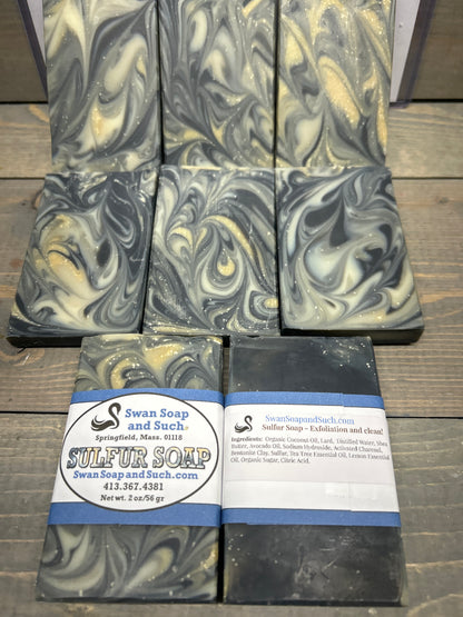 Sulfur Soap, SAMPLE SIZE, 2.0 oz. Bentonite Clay, Activated Charcoal, Tea Tree EO and Lemon EO 2.0 oz Bar Soap, leaves your skin clean! (Copy)