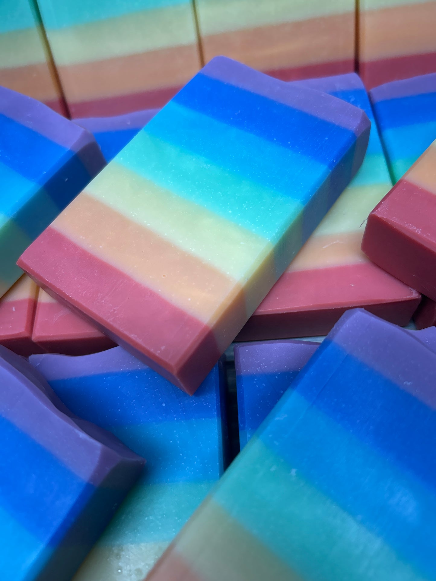 Rainbow Soap scented in Black Raspberry Vanilla, sudsy, Bubbly, Clean and Fun Colors
