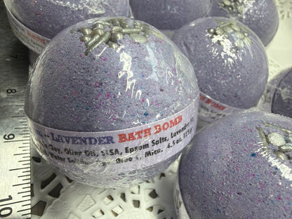 Bath Bomb - Lavender Bath Bombs with Embeds of colors topped with silver sugar sprinkles