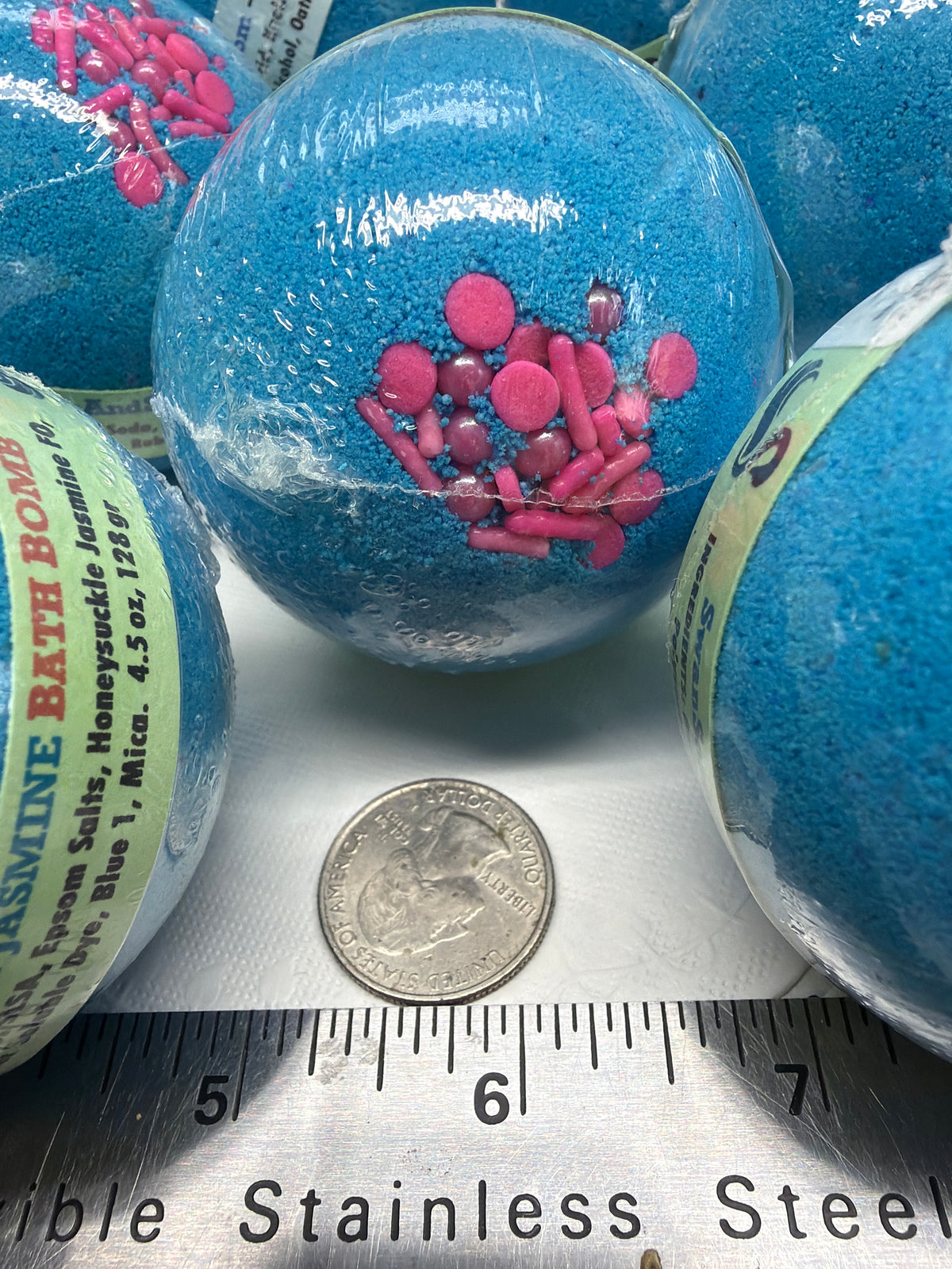 Bath Bomb - Honeysuckle Jasmine Bath Bombs - - Quality ingredients for soft luxurious bath, feels so good - 4.5 oz - 2.5"