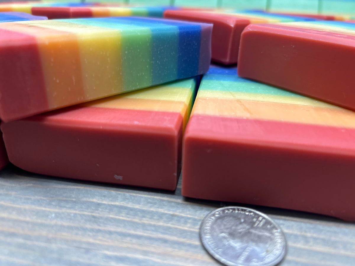Rainbow Soap scented in Black Raspberry Vanilla, sudsy, Bubbly, Clean and Fun Colors