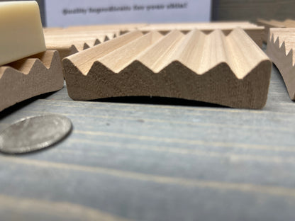 4" Alder Wood Soap Dish – Natural Battlement Design
