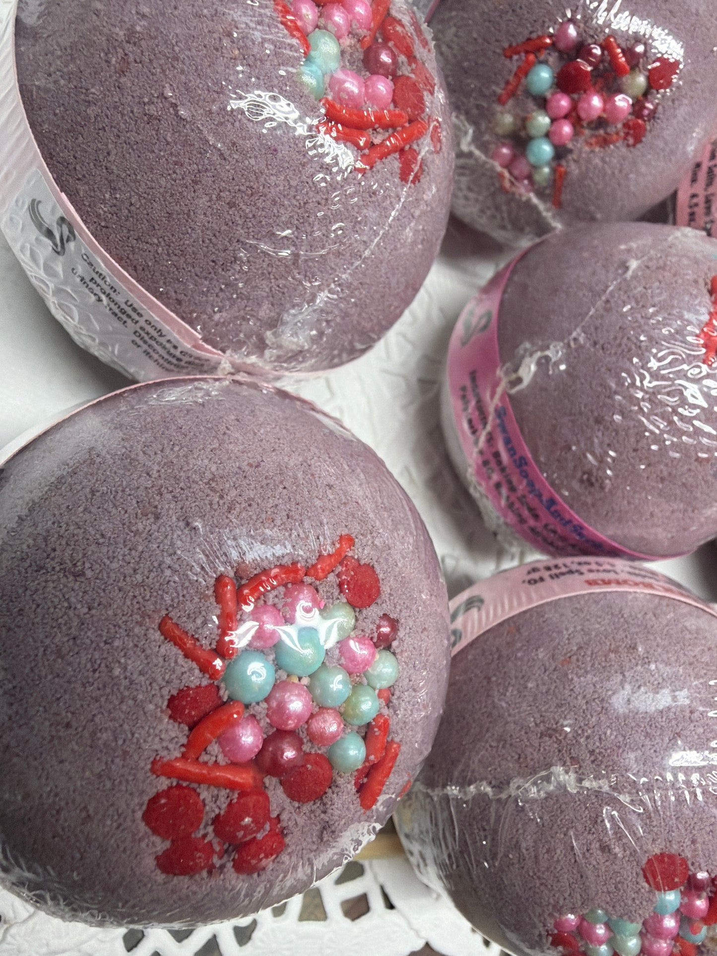 Bath Bomb - Love Spell flower and fruit scented Bath Bombs, Love Spell with Embeds