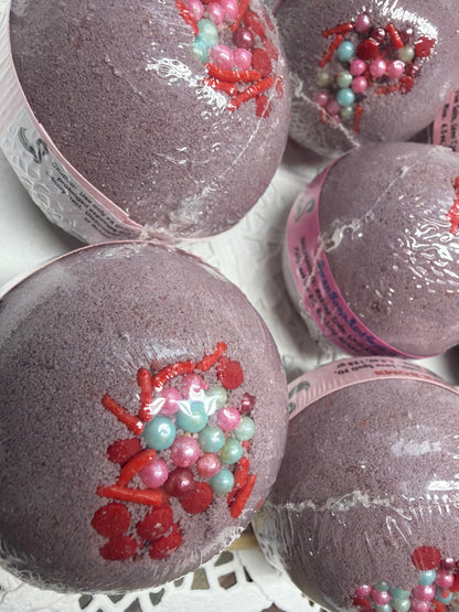 Bath Bomb - Love Spell flower and fruit scented Bath Bombs, Love Spell with Embeds