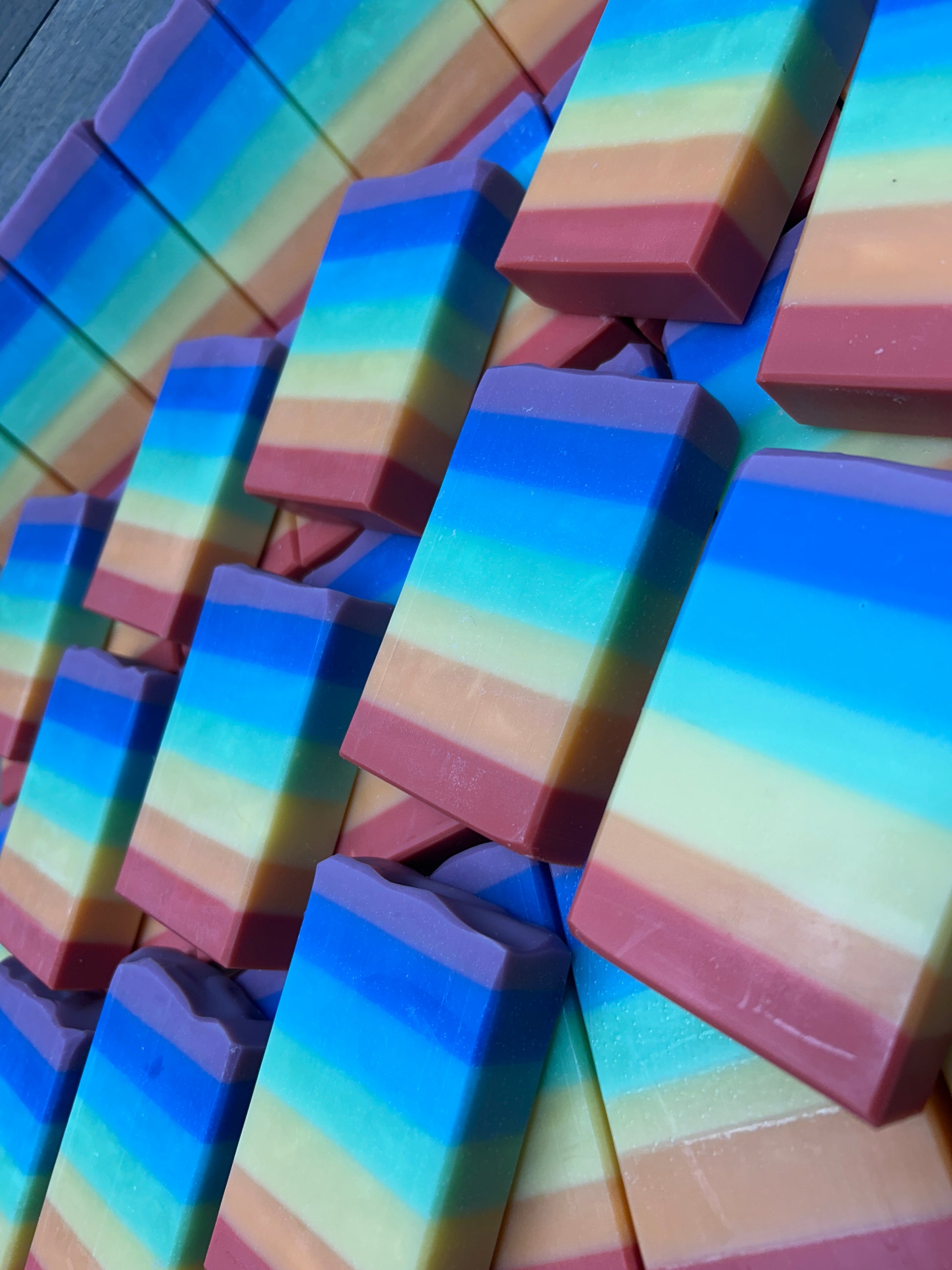 Rainbow Soap scented in Black Raspberry Vanilla, sudsy, Bubbly, Clean and Fun Colors