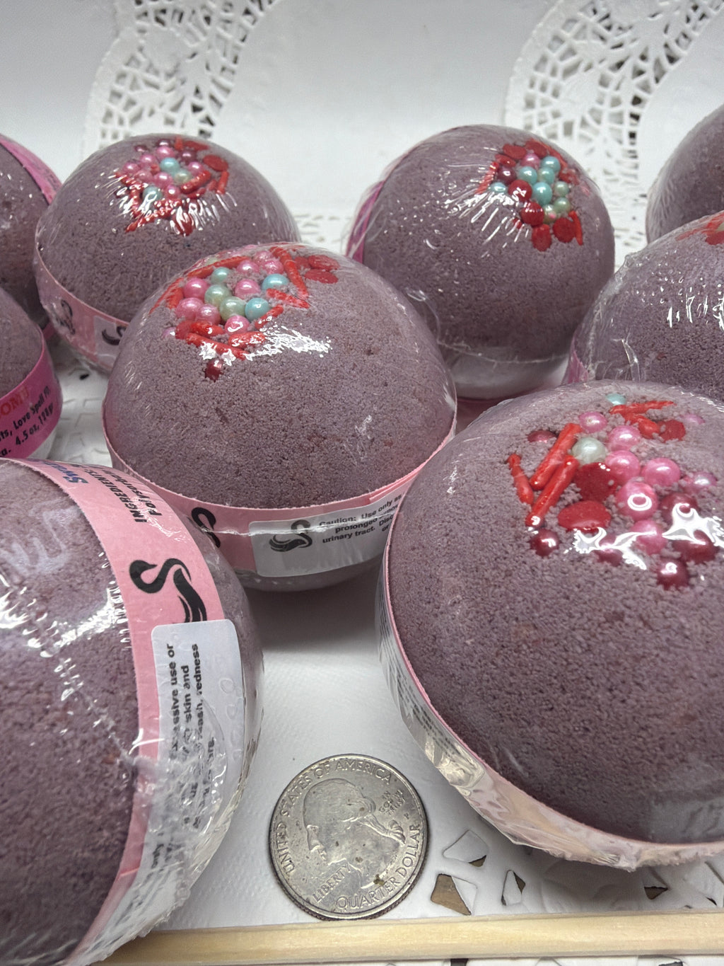 Bath Bomb - Love Spell flower and fruit scented Bath Bombs, Love Spell with Embeds