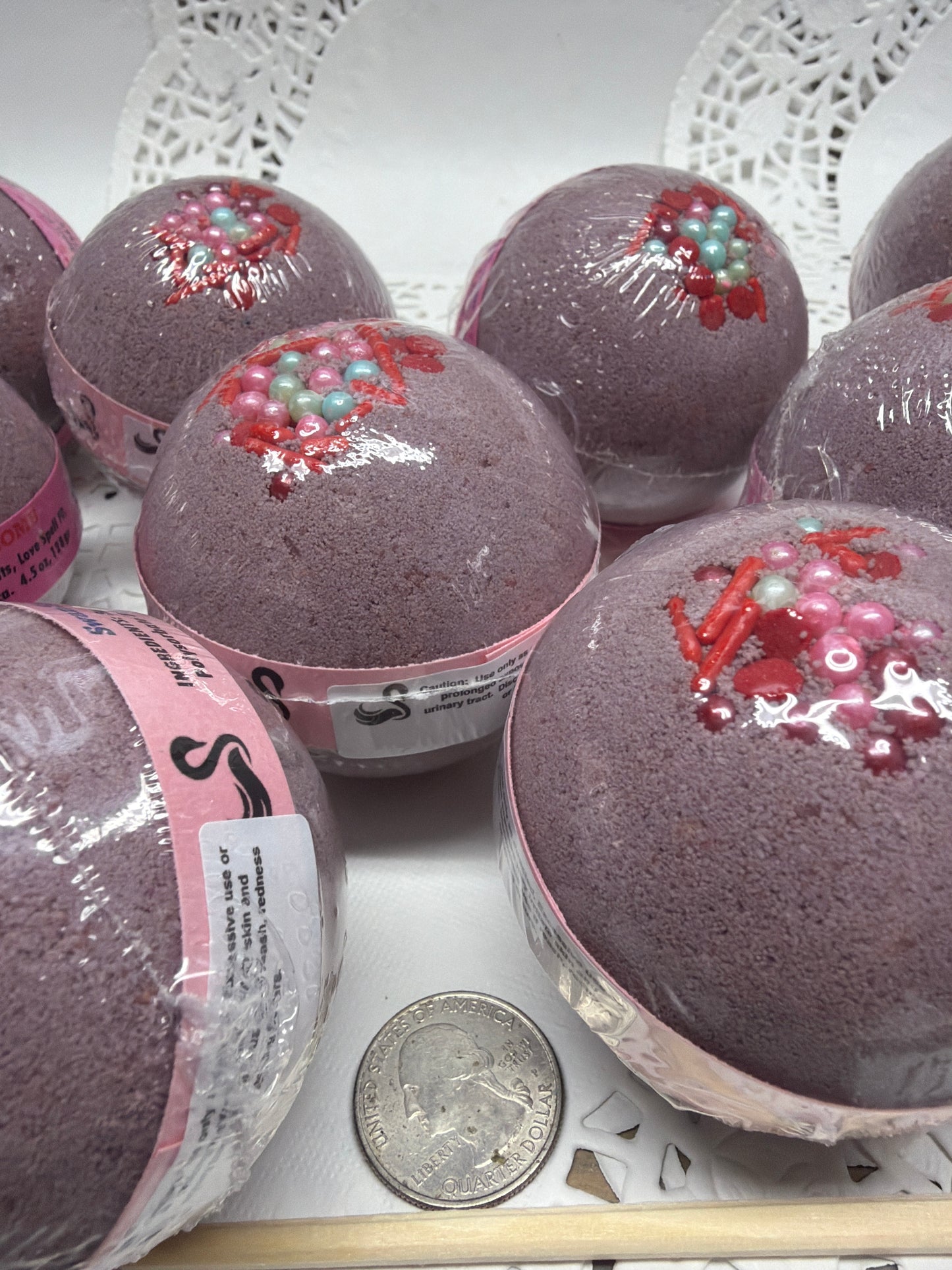 Bath Bomb - Love Spell flower and fruit scented Bath Bombs, Love Spell with Embeds
