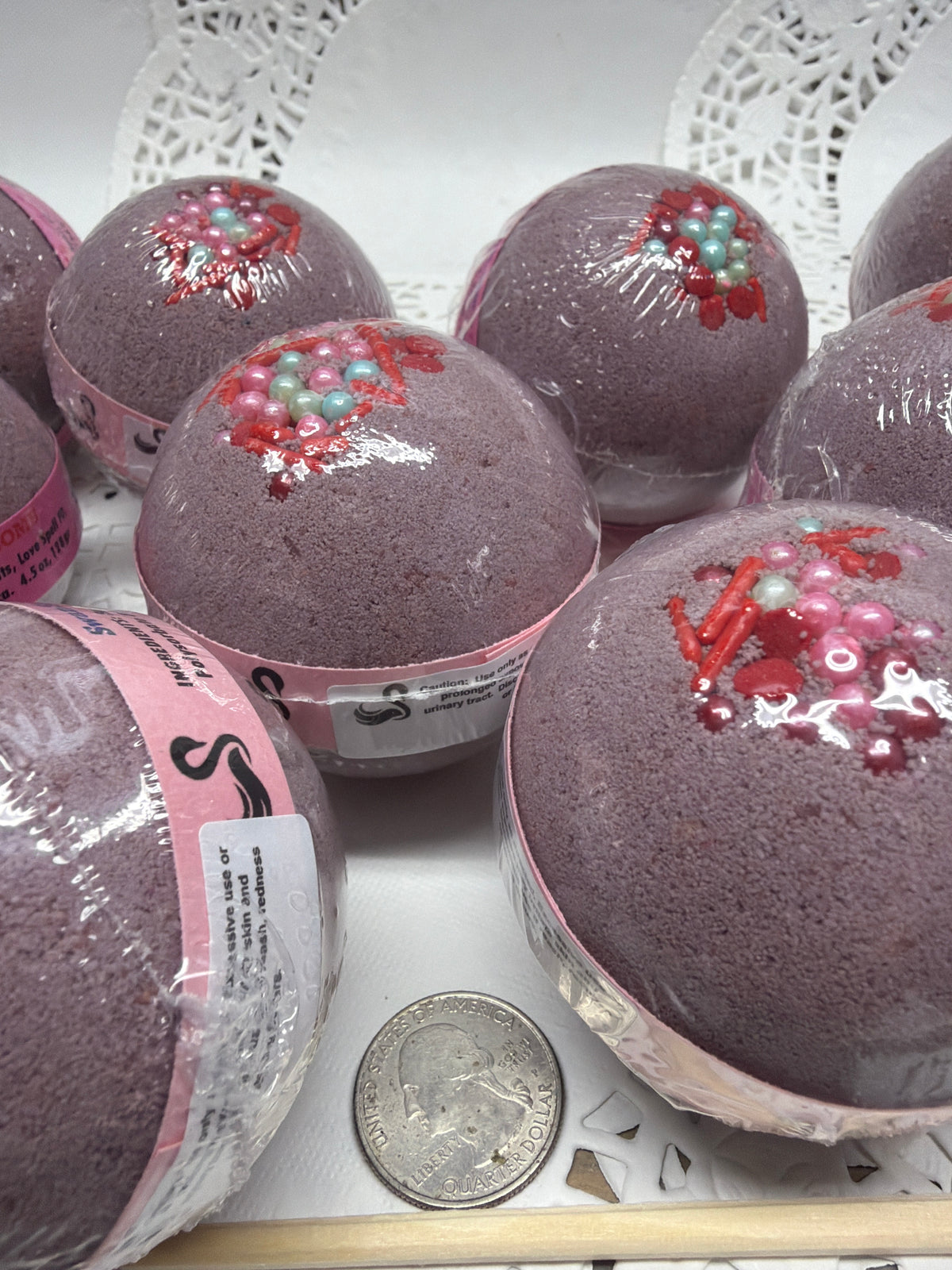 Bath Bomb - Love Spell flower and fruit scented Bath Bombs, Love Spell with Embeds