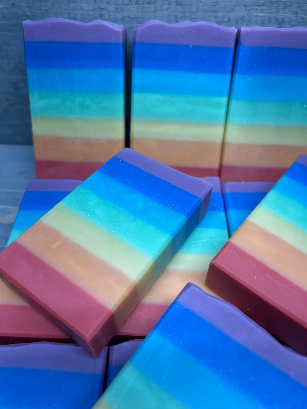 Rainbow Soap scented in Black Raspberry Vanilla, sudsy, Bubbly, Clean and Fun Colors