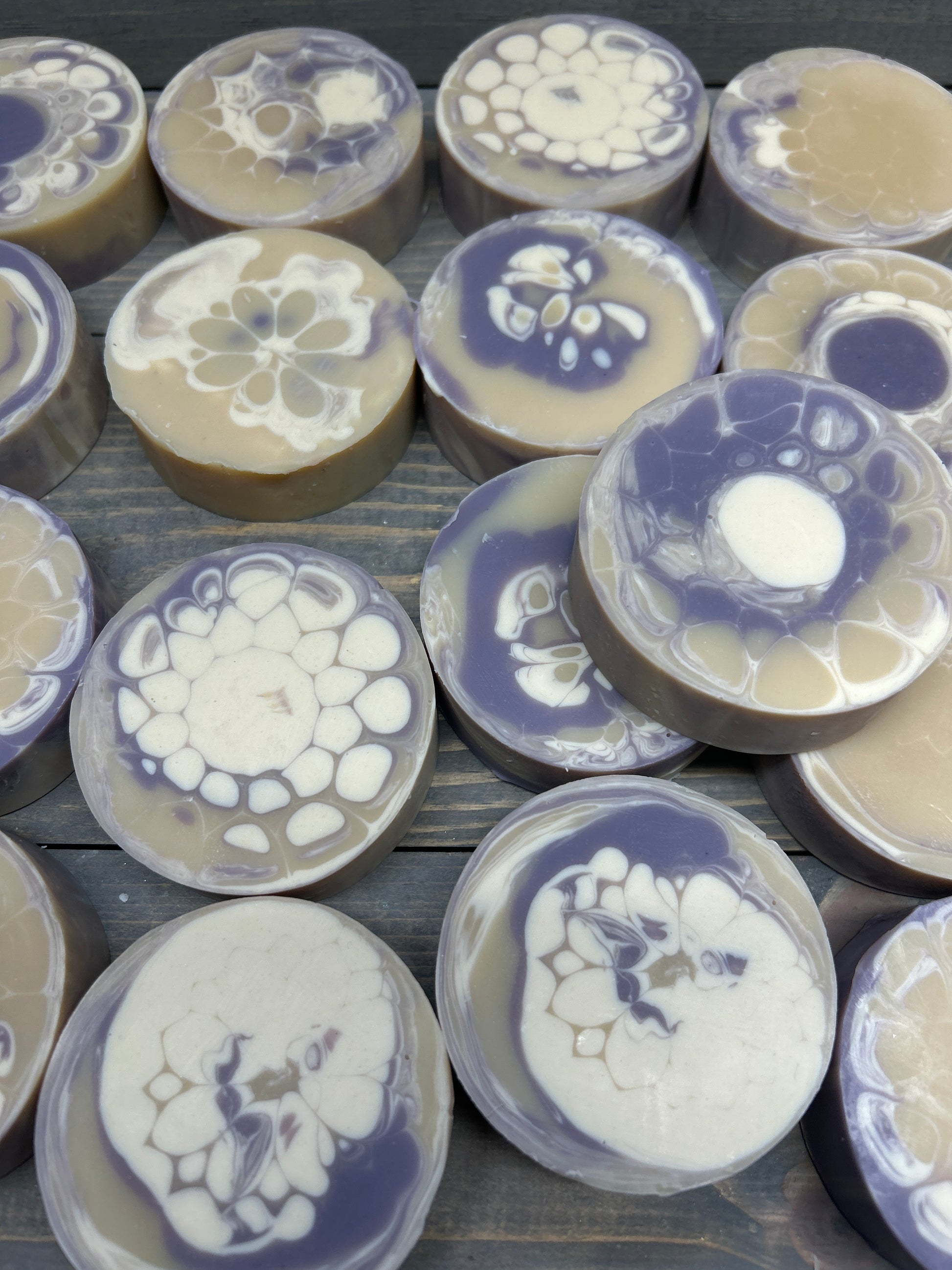Lavender Essential Oil Goat Milk Soap | Handmade & Soothing; Round 3.5 oz., Creamy Soap, Bubbly Soap, handcrafted soap