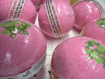 Bath Bomb - Fresh Cut Roses Scented Bath Bombs with Embeds and Candy sprinkled