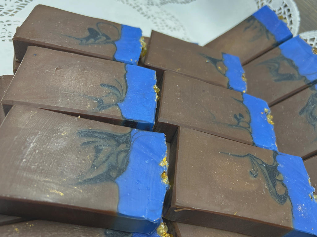 Frankincense and Myrrh Soap, Elegant Handmade Soap with Frankincense Tears on top for decoration, white bubbles, lots of lather & cleans!