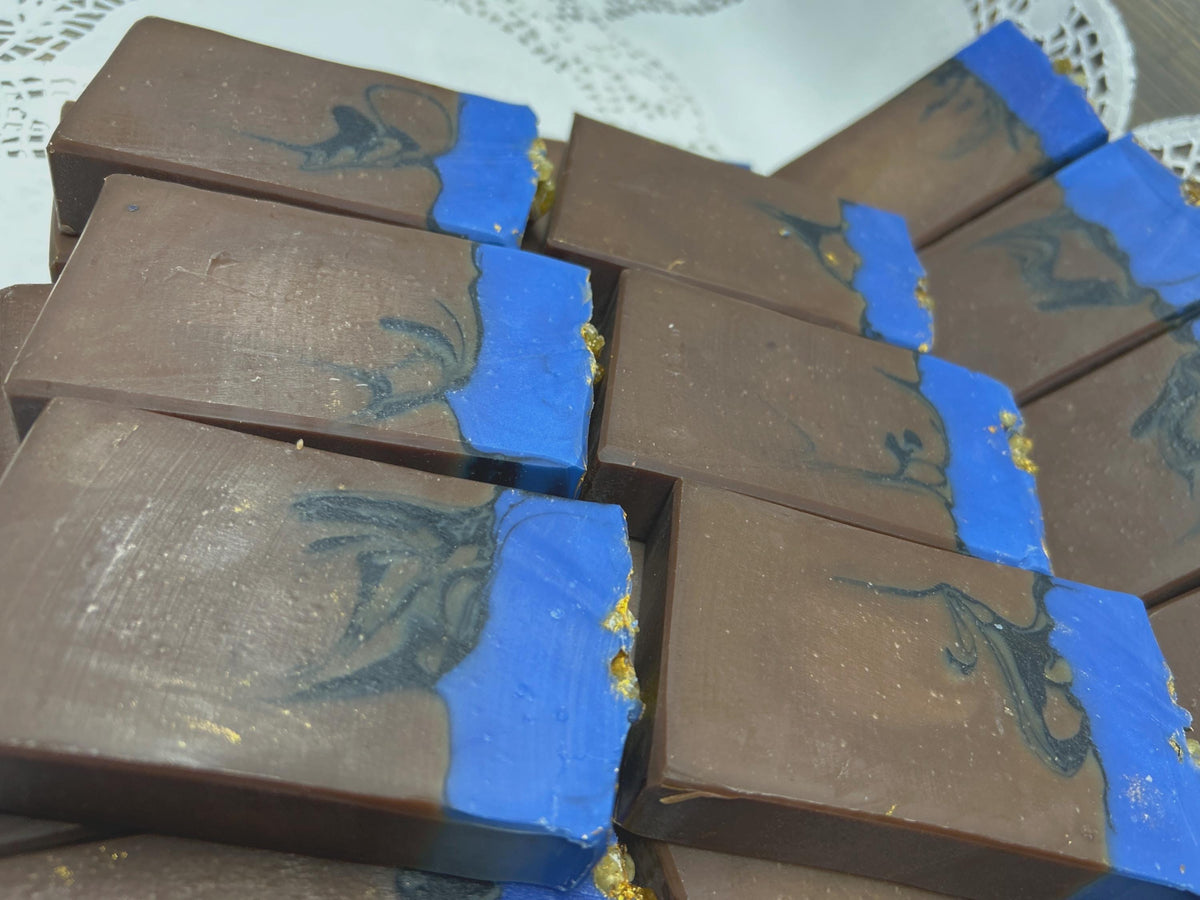 Frankincense and Myrrh Soap, Elegant Handmade Soap with Frankincense Tears on top for decoration, white bubbles, lots of lather & cleans!