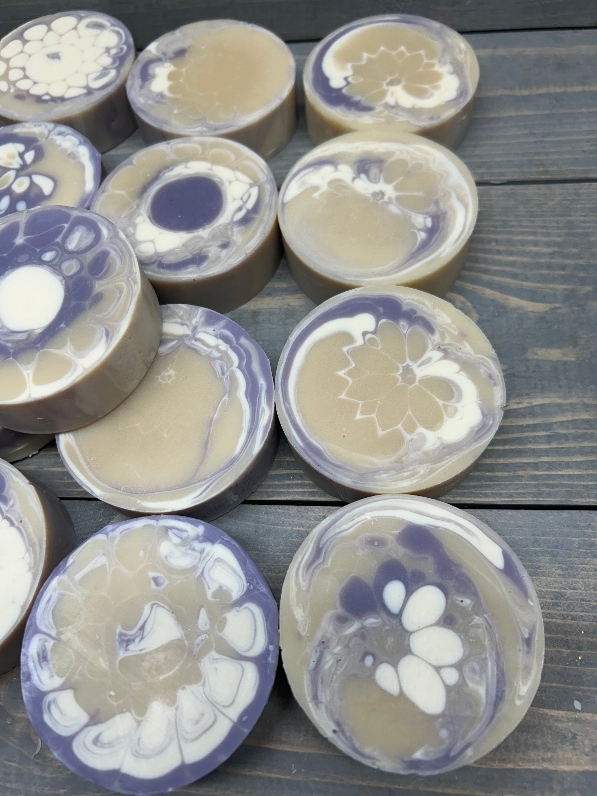 Lavender Essential Oil Goat Milk Soap | Handmade & Soothing; Round 3.5 oz., Creamy Soap, Bubbly Soap, handcrafted soap