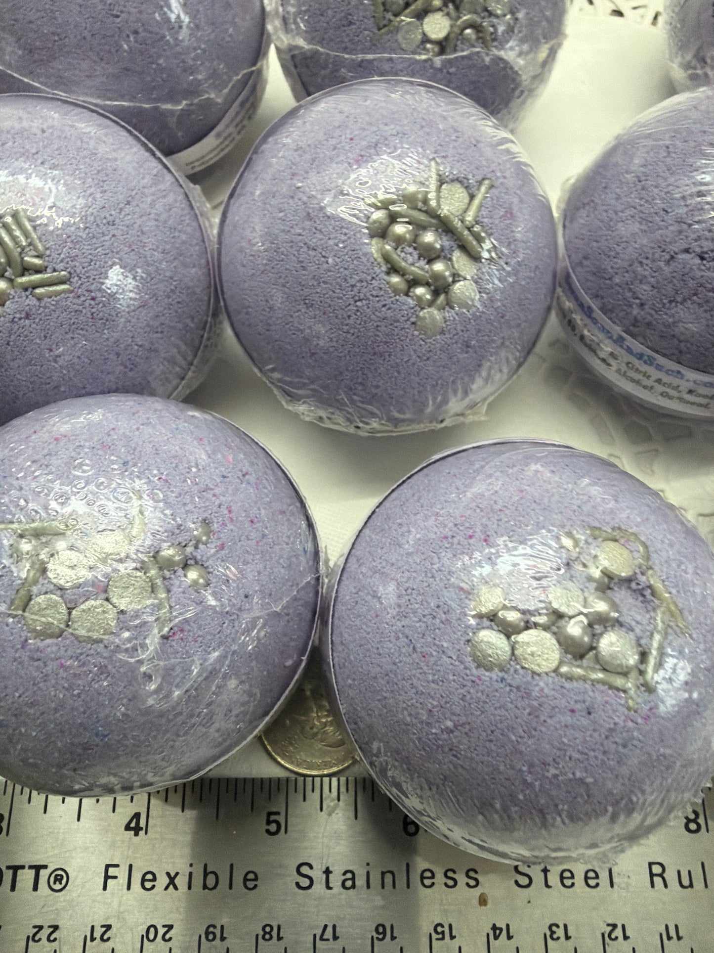 Bath Bomb - Lavender Bath Bombs with Embeds of colors topped with silver sugar sprinkles