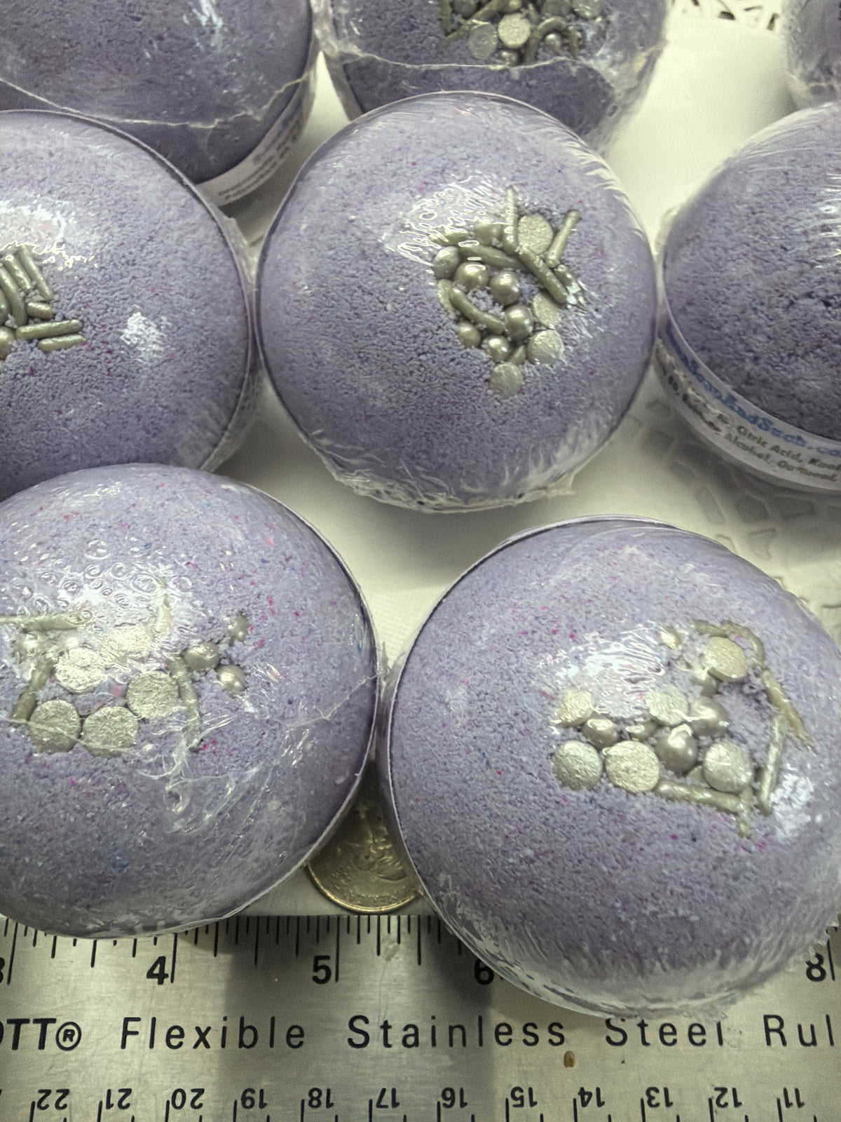 Bath Bomb - Lavender Bath Bombs with Embeds of colors topped with silver sugar sprinkles