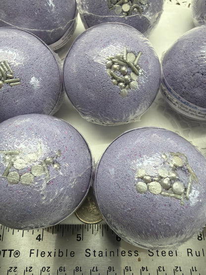 Bath Bomb - Lavender Bath Bombs with Embeds of colors topped with silver sugar sprinkles