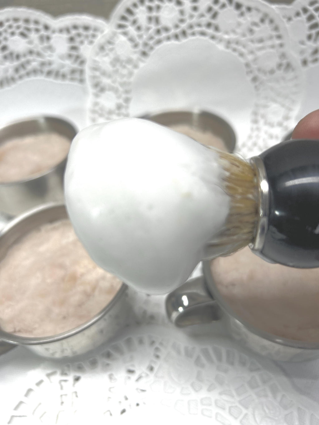 Shaving Soap with brush, hanger and stainless steel cup, 5.0 oz. Authentic Barbershop wet shave soap, Super rich, creamy, 1920’s barber shop fragrance