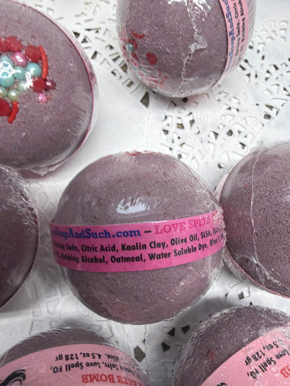 Bath Bomb - Love Spell flower and fruit scented Bath Bombs, Love Spell with Embeds