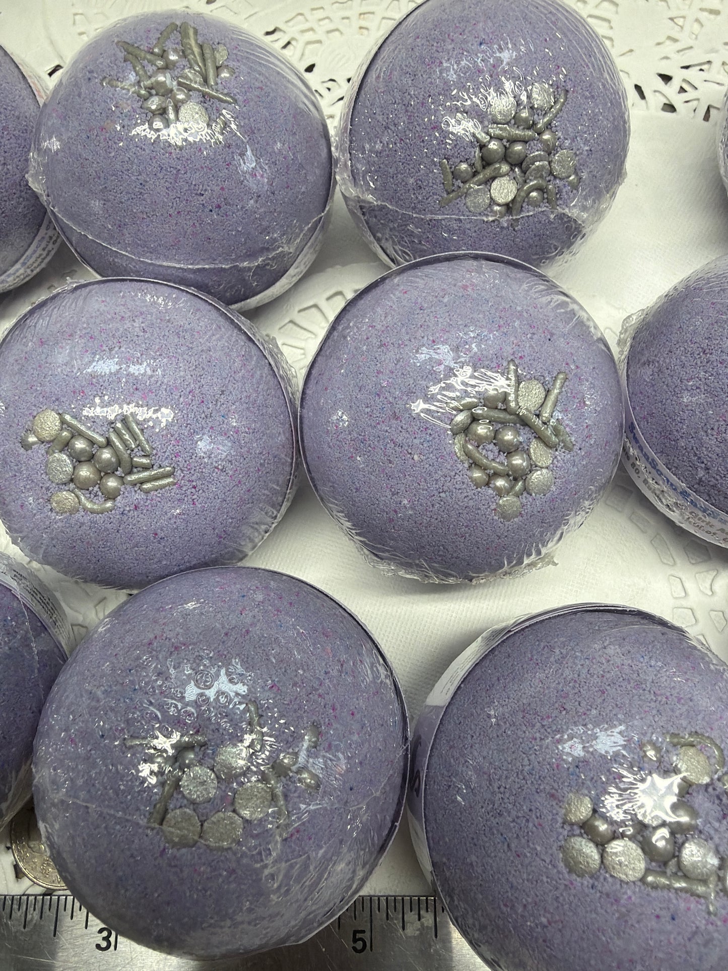 Bath Bomb - Lavender Bath Bombs with Embeds of colors topped with silver sugar sprinkles