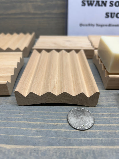 4" Alder Wood Soap Dish – Natural Battlement Design