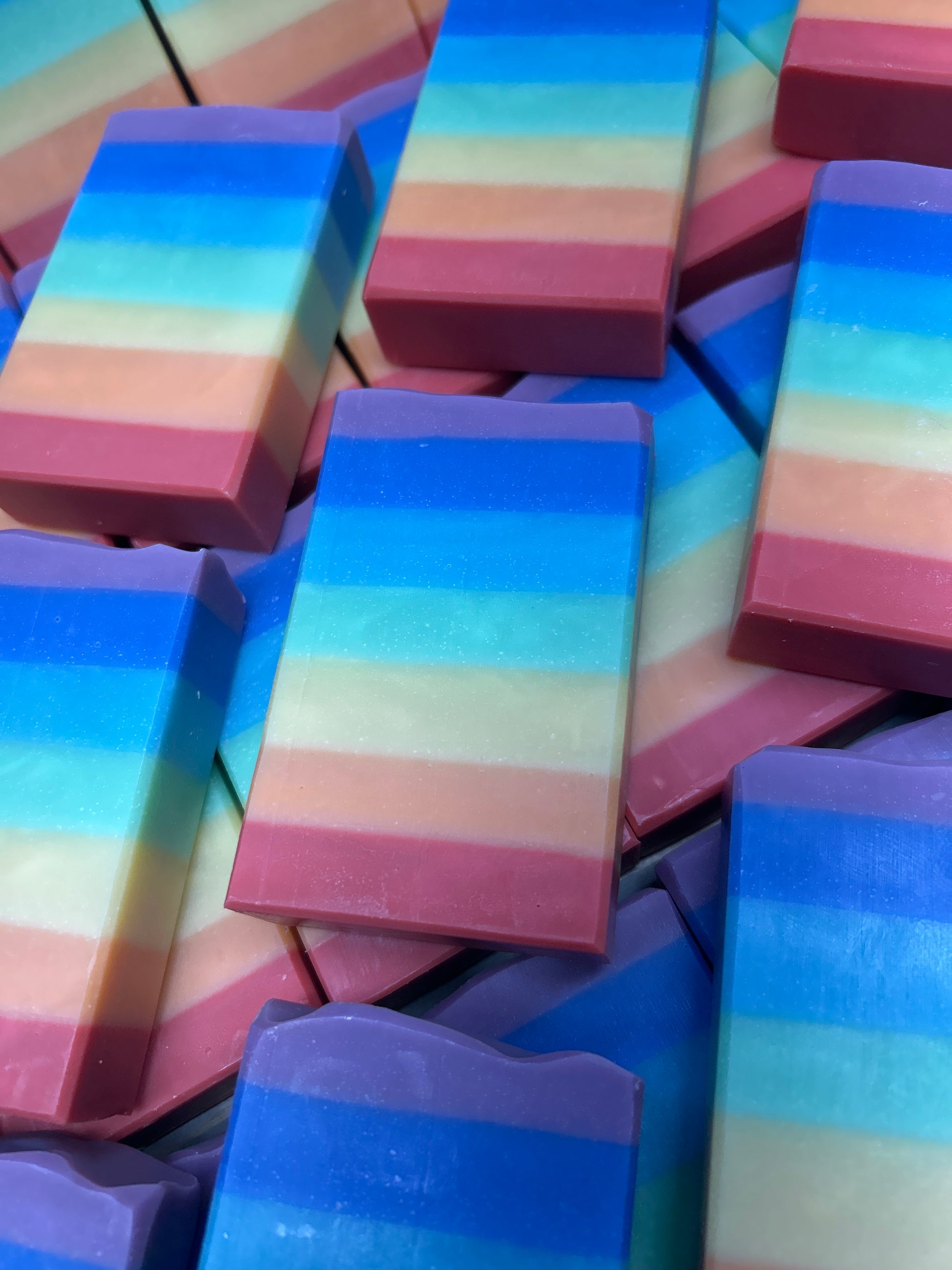 Rainbow Soap scented in Black Raspberry Vanilla, sudsy, Bubbly, Clean and Fun Colors