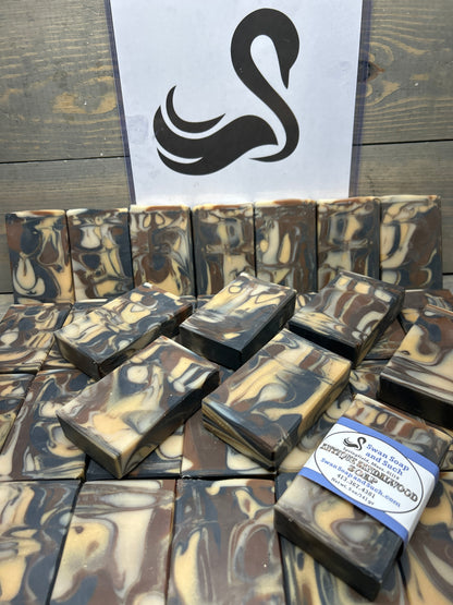 Antique Sandalwood Soap 5.0 oz., White creamy bubbles, Cleanses and smells so good