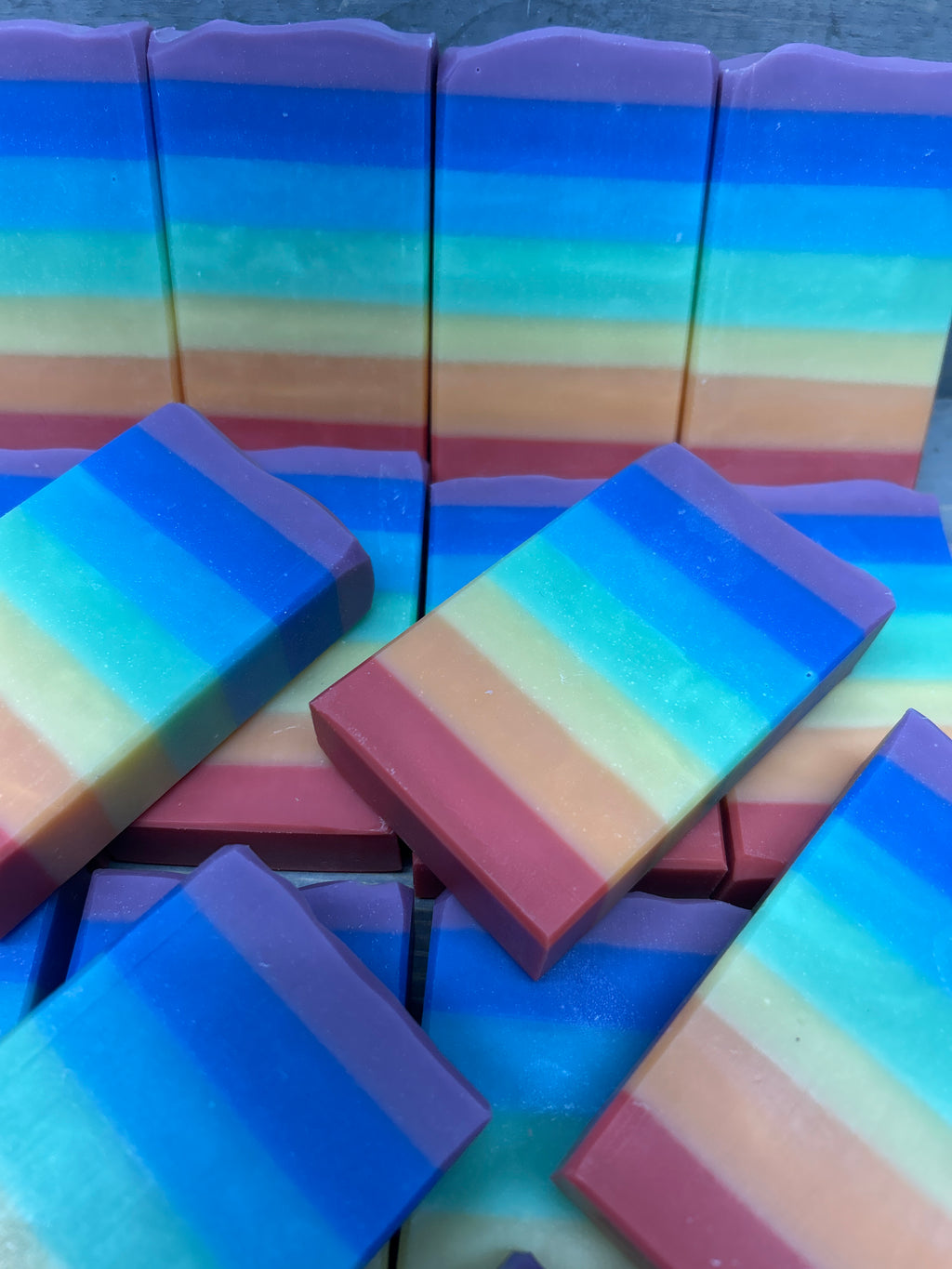 Rainbow Soap scented in Black Raspberry Vanilla, sudsy, Bubbly, Clean and Fun Colors