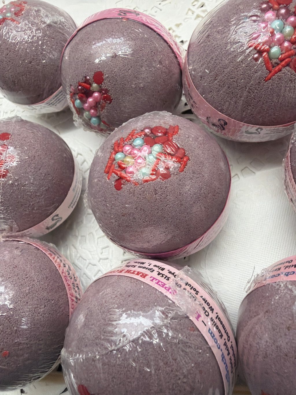 Bath Bomb - Love Spell flower and fruit scented Bath Bombs, Love Spell with Embeds
