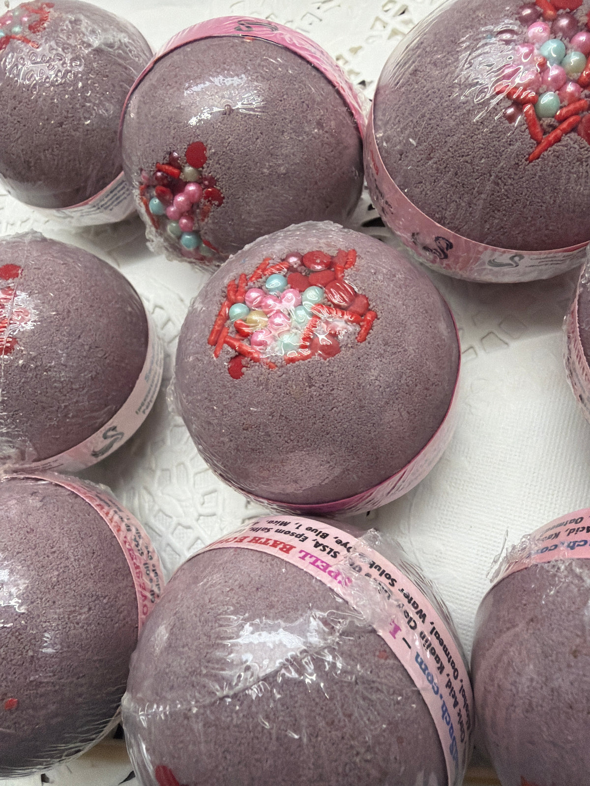 Bath Bomb - Love Spell flower and fruit scented Bath Bombs, Love Spell with Embeds
