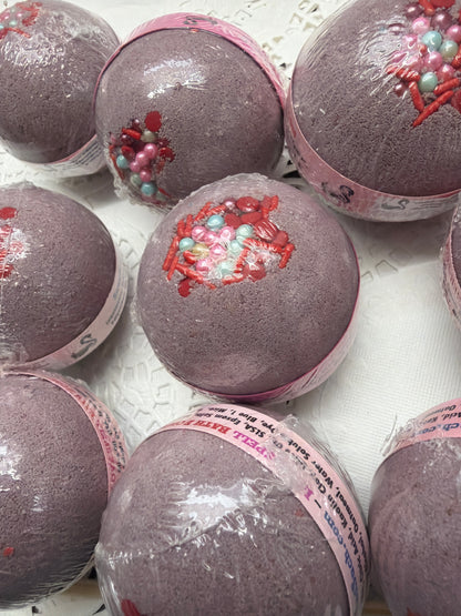 Bath Bomb - Love Spell flower and fruit scented Bath Bombs, Love Spell with Embeds