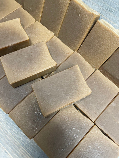 A photo showing detail of Pine Tar and Oatmeal Soap