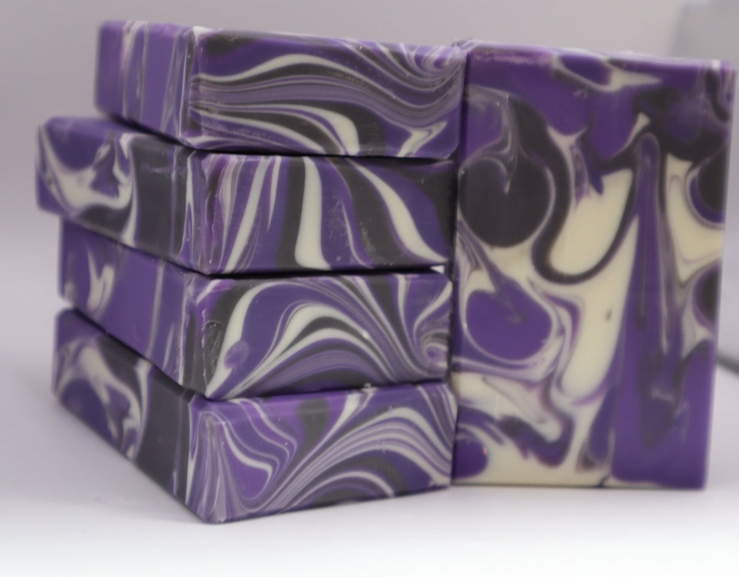 Pow! Pow! Lavender, Bold Colors and the subtle scent of Lavender with lather galore for your cleansing enjoyment 5.0 oz. Long lasting!