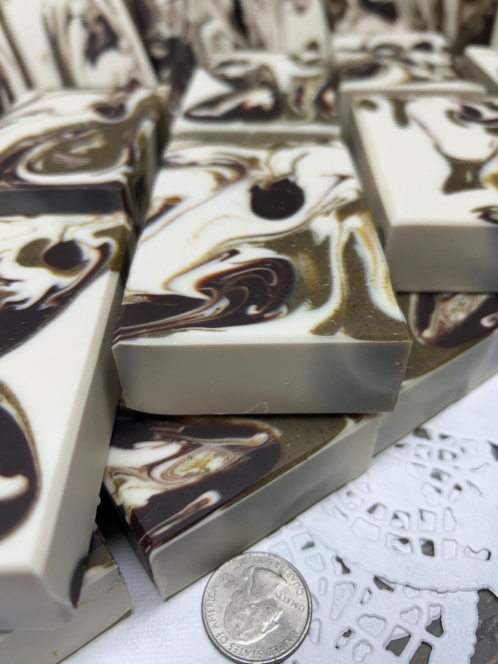 Pina Colada Soap, Natural Color with Organic Cacao and Spirulina powder, Lovely lather