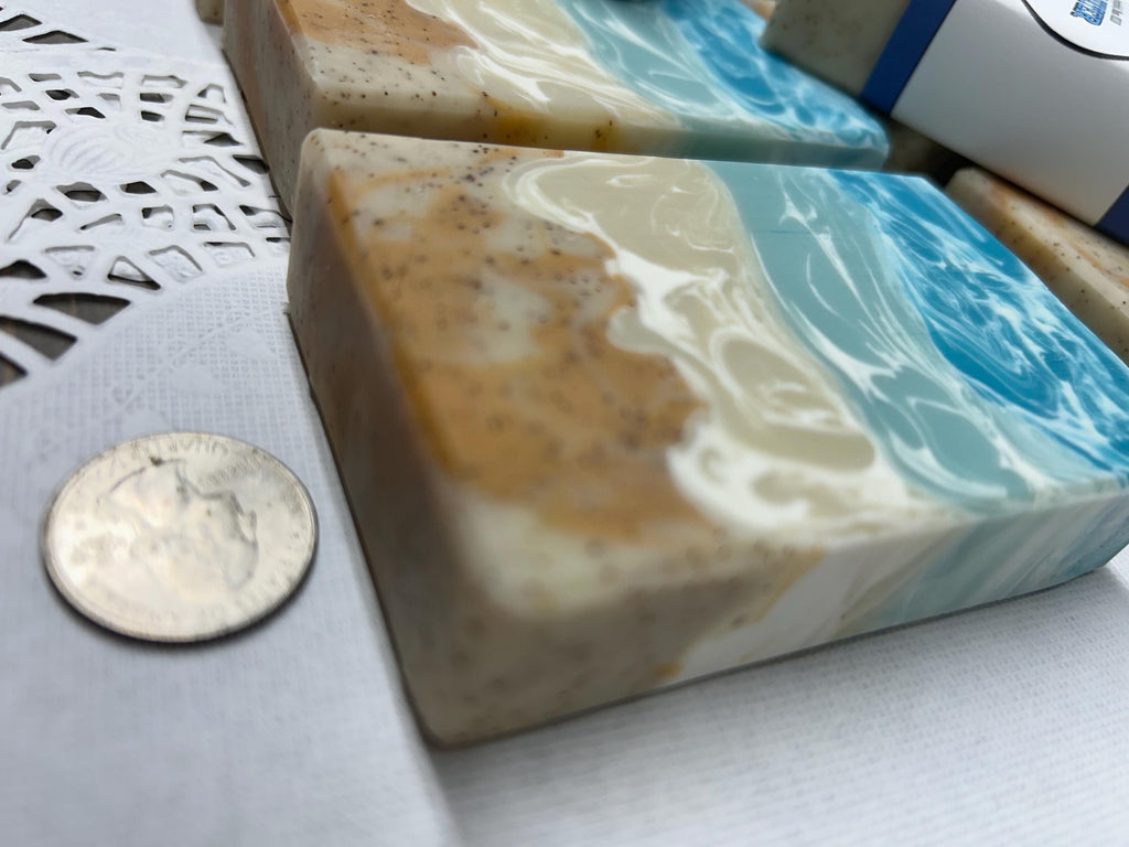 Cool Water Soap – Ocean Fresh, Mint, Cedarwood & Musk! Ocean breezes with lather galore for your cleansing enjoyment 5.0 oz. Long lasting!