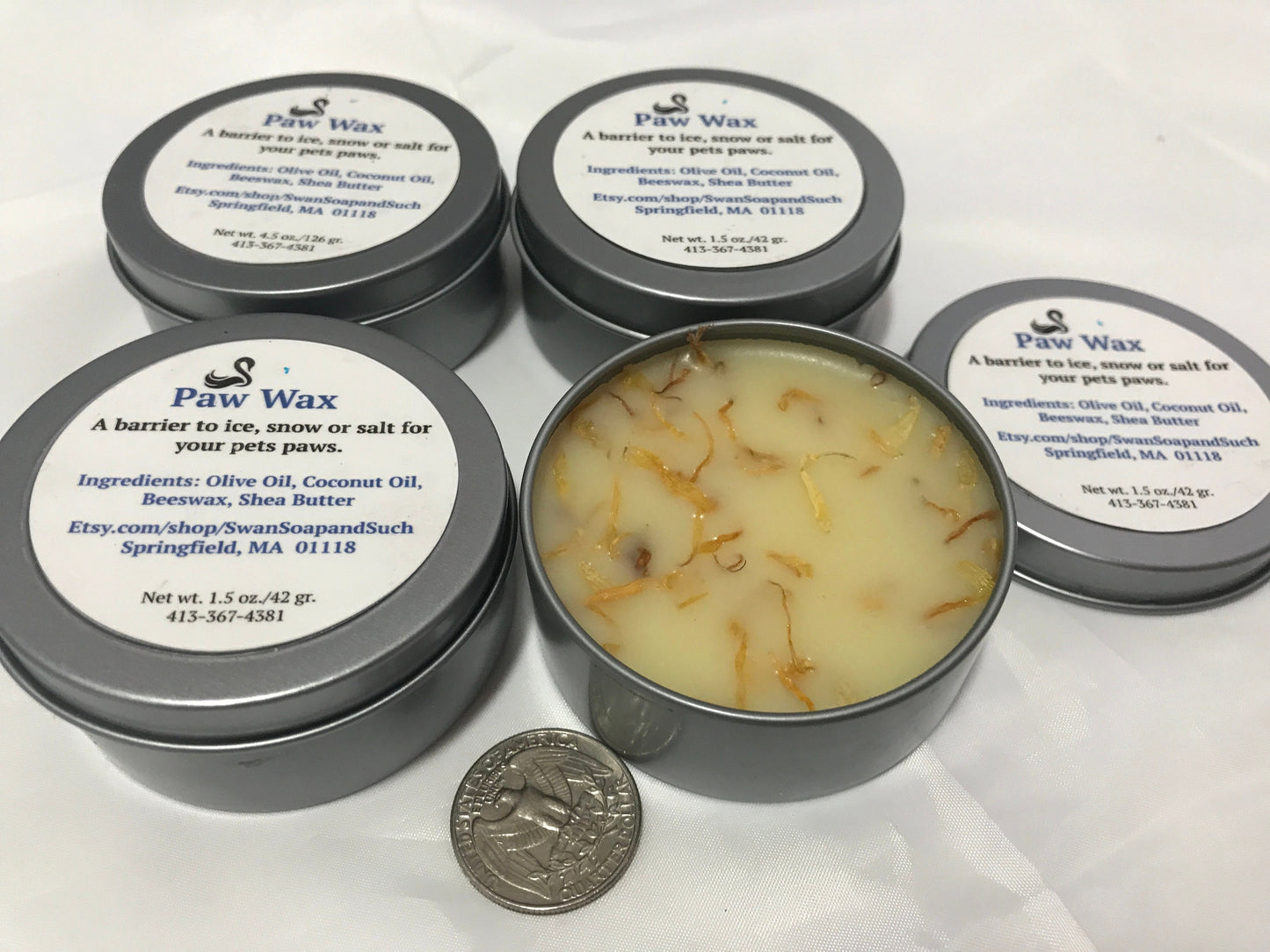 Paw Wax Paw Balm for Dogs and Cats 1.5 oz. with Calendula Flower Petals, natural paw balm, moisturizing paw balm