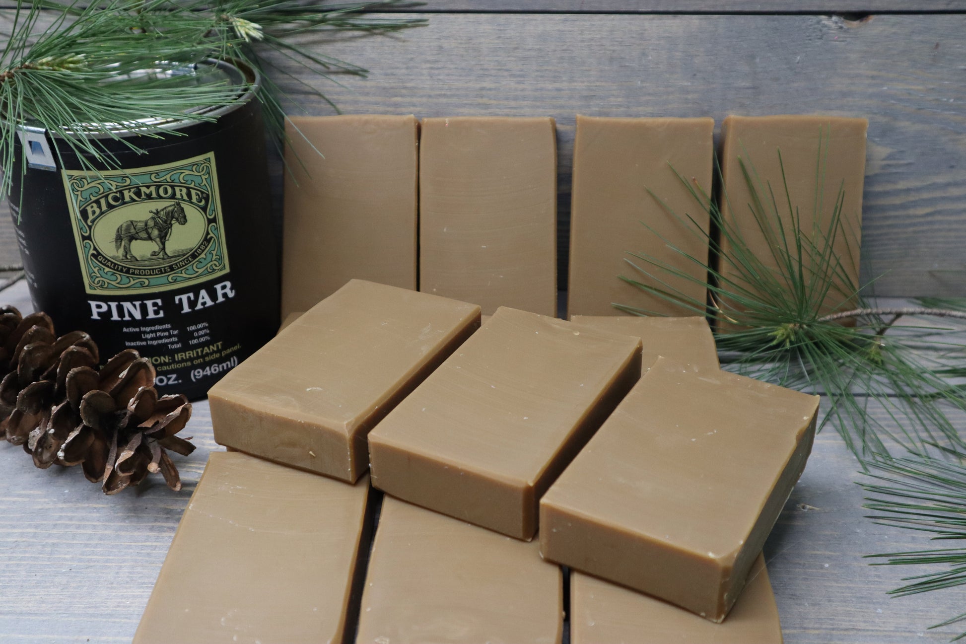 A photo showing detail of Pine Tar Soap