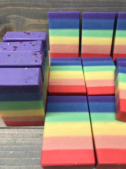 A photo showing Rainbow Soap scented in Black Raspberry Vanilla Soap Bar