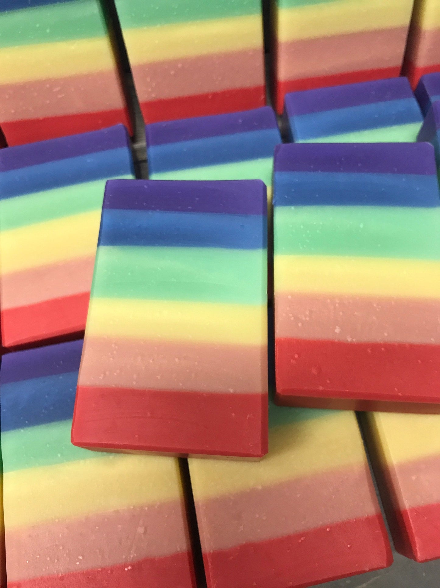 A photo showing Rainbow Soap scented in Black Raspberry Vanilla Soap Bar