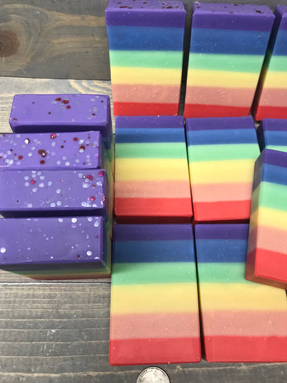 A photo showing Rainbow Soap scented in Black Raspberry Vanilla Soap Bar