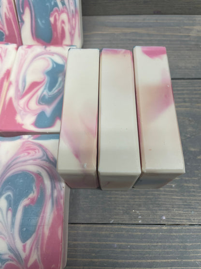 a photo of Angel soap with red, black and white swirls