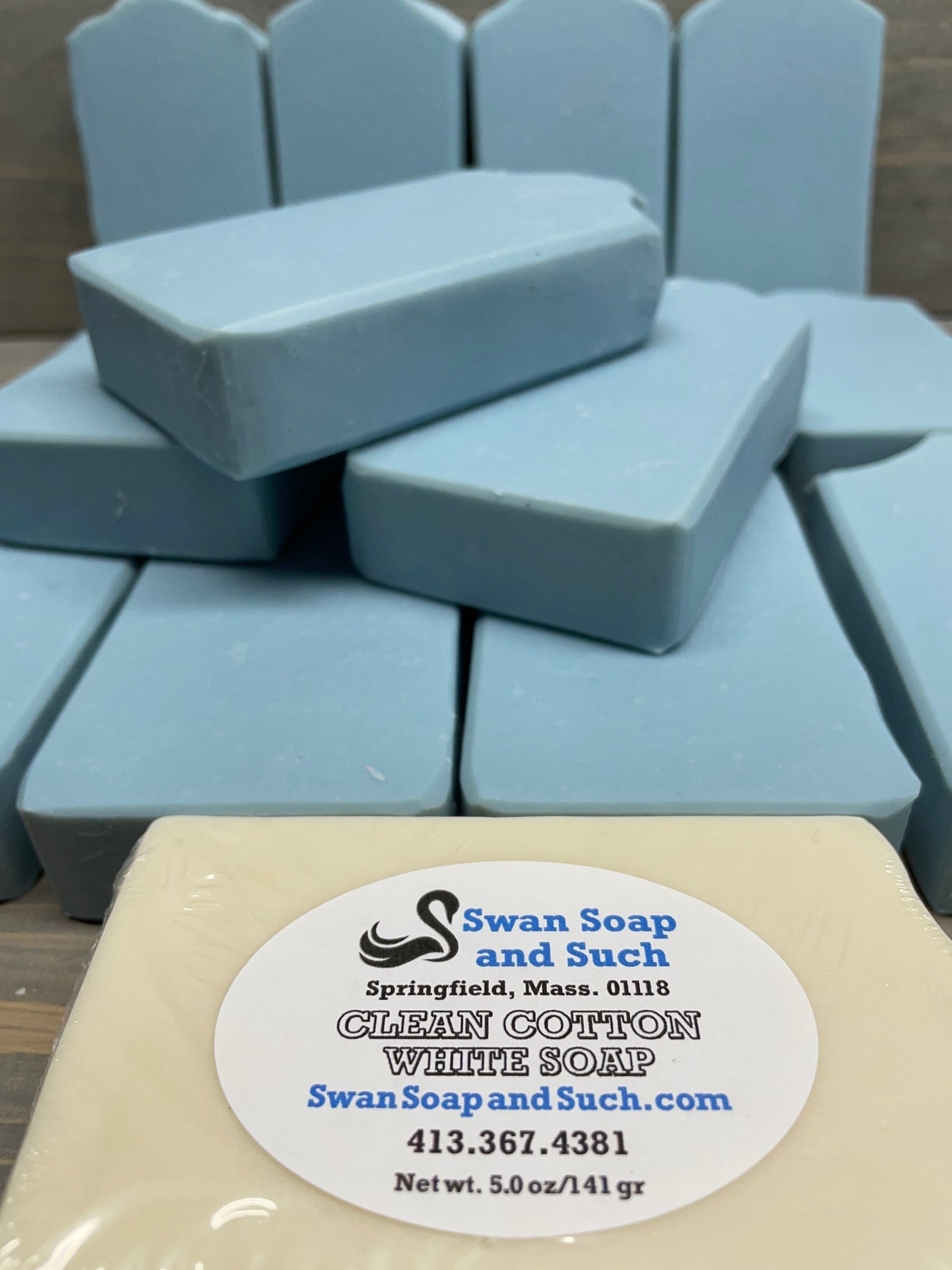 A photo of Clean Cotton Soap in BLUE CLAY- 5.0 oz. Bar Soap