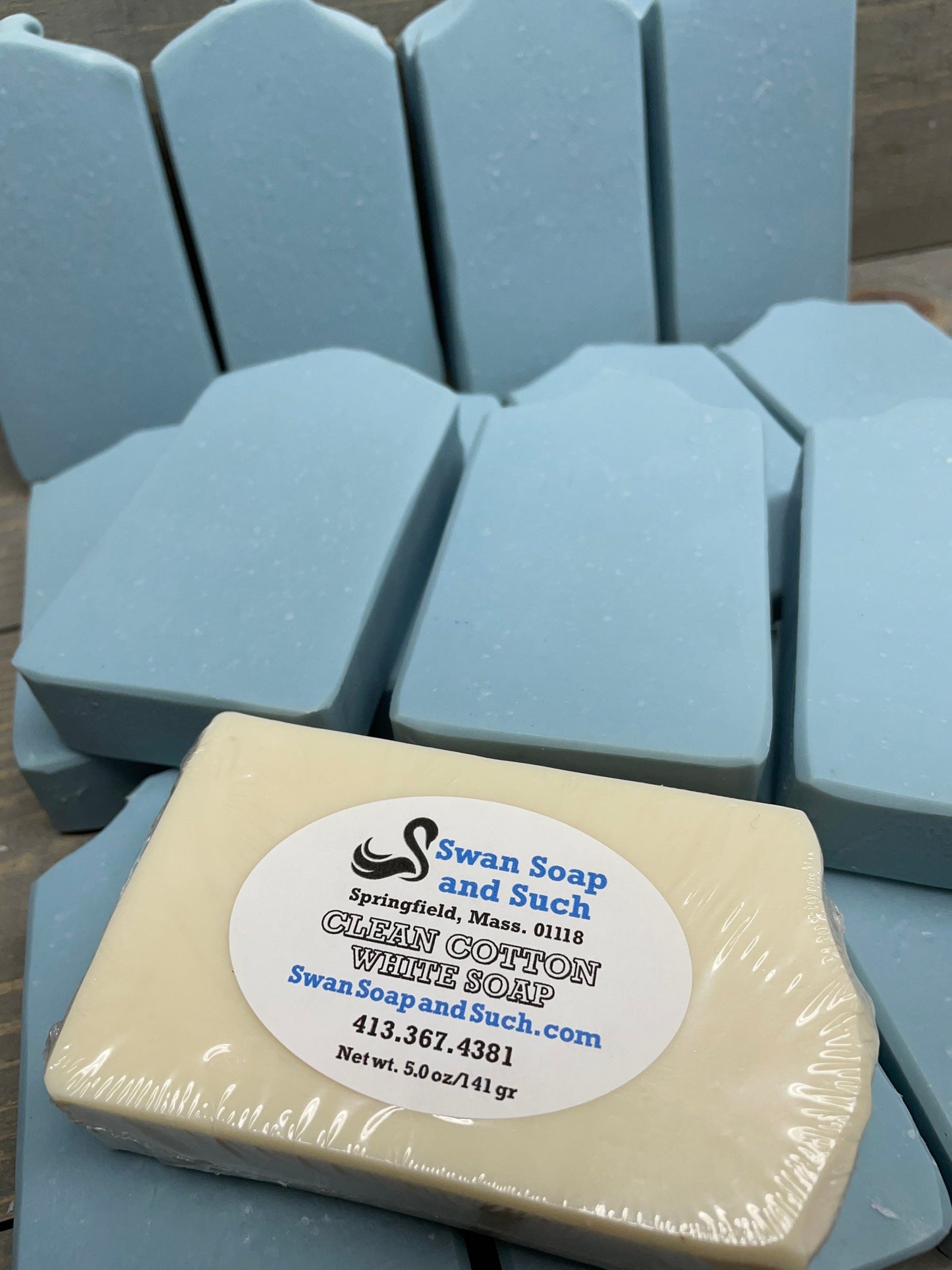 A photo of Clean Cotton Soap in BLUE CLAY- 5.0 oz. Bar Soap
