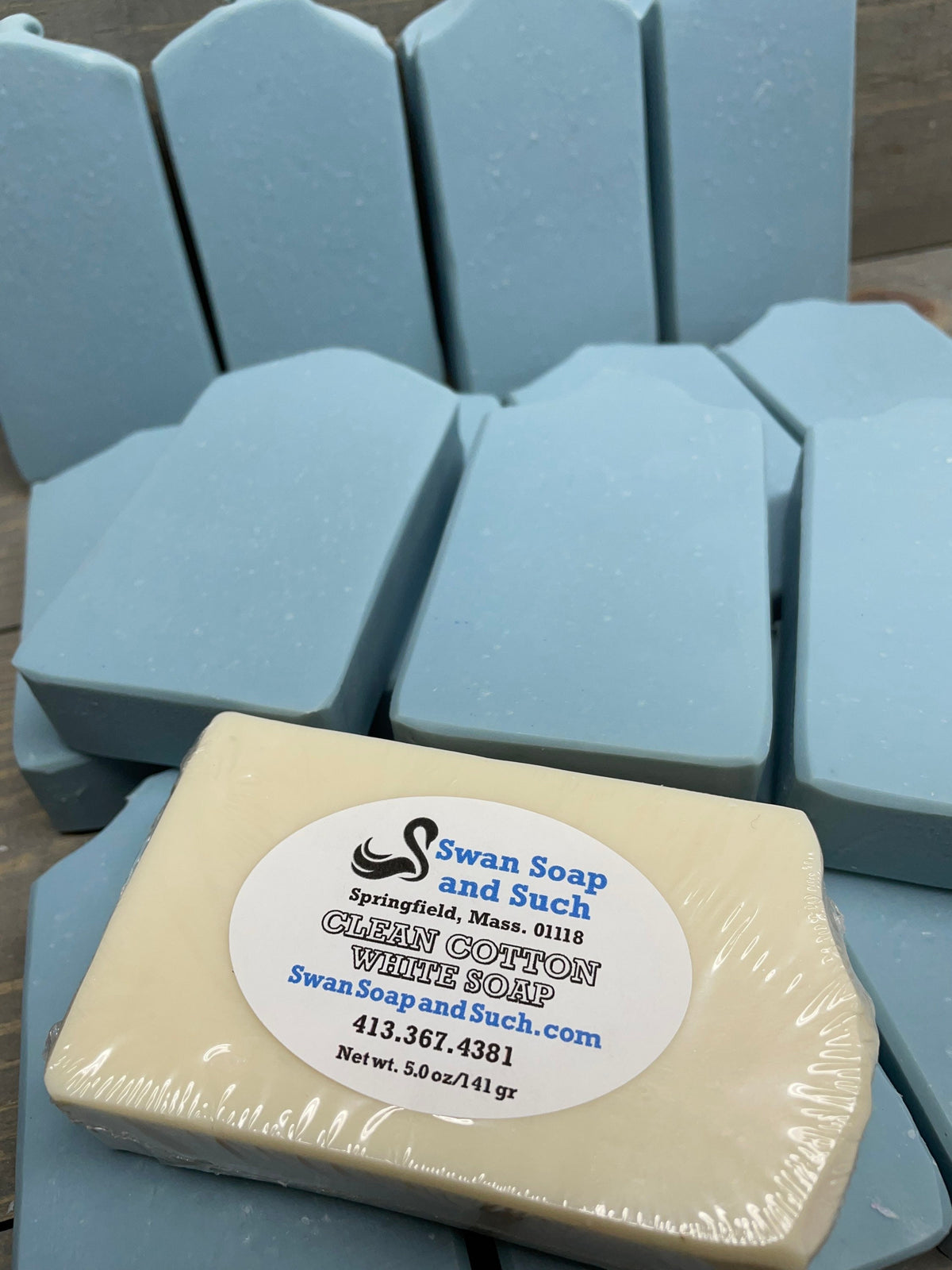 Clean Cotton Soap in BLUE CLAY- 5.0 oz. Bar Soap, bubbly Soap, creamy soap, fresh scent soap
