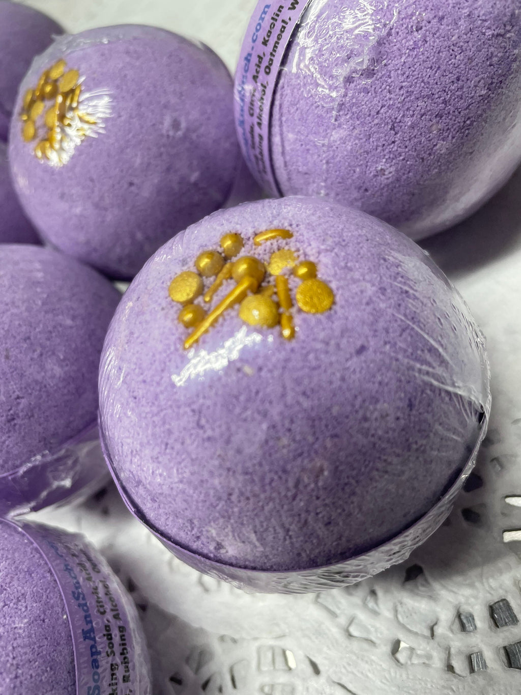 Bath Bomb - Lavender Bath Bombs topped with gold or Silver sugar sprinkles