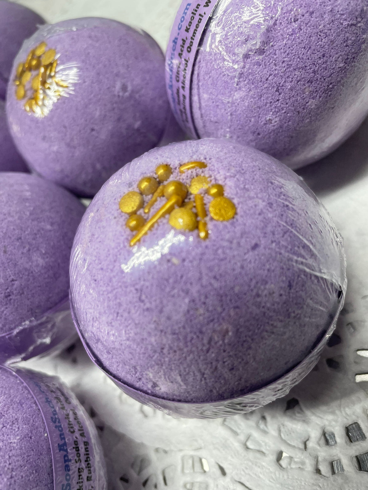Bath Bomb - Lavender Bath Bombs topped with gold or Silver sugar sprinkles
